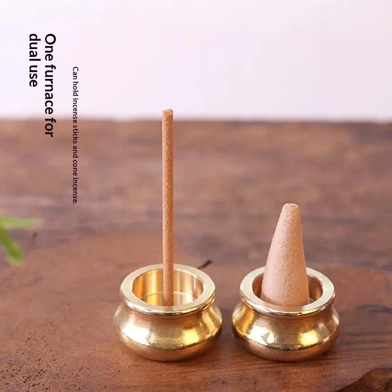 Buddhism Gadgets Copper Censer Incense Holder Ash Catcher Joss-stick Inserted Traditional Shapes Mini Cafe Ornament Home Decor