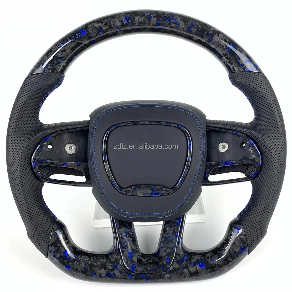 

Обновление рулевого колеса из кованого углеродного волокна с синим порошковым покрытием для моделей Dodge Challenger Charger SRT 2015-2023 Performance