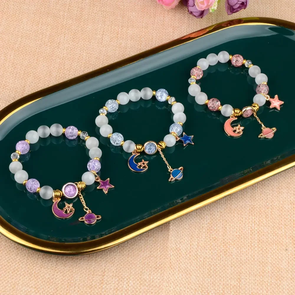 Lucky Popcorn Crystal Bracelet New Korean Daisy Flower Multicolor Glass Beads Bracelets For Women Girl Jewelry Lovely Gift