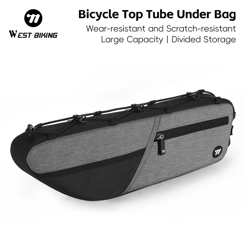 Sac de cadre de vélo WEST BIKING, sac sous cadre 1,6 L grande capacité, résistant à l'usure et aux rayures, sac de vélo à fixation rapide pour VTT et vélo de route