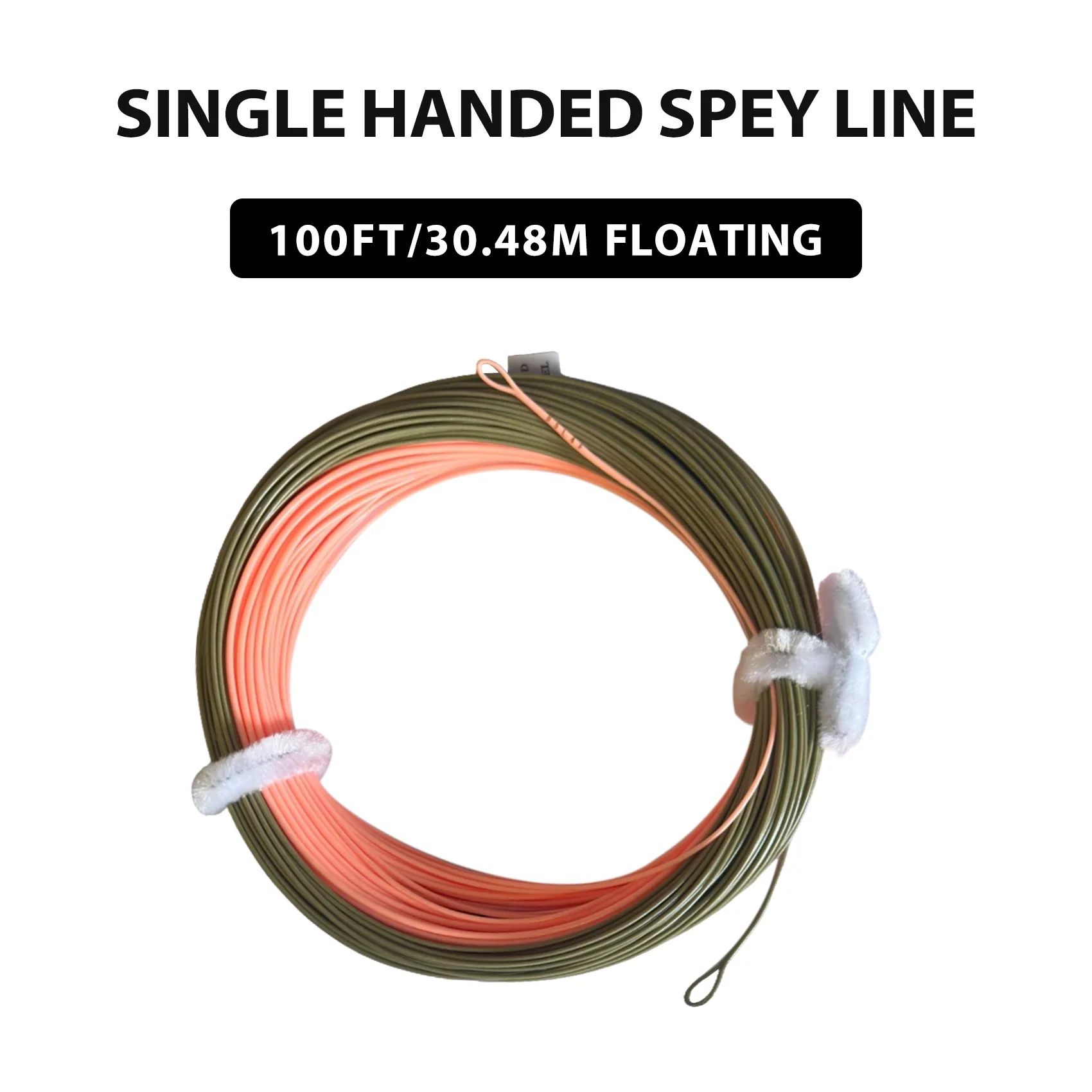 

Single Hand Spey Fly Line 100FT Double Color Roll Casting Line PVC Coated with Welded Loops for 3-8wt Fly Rod