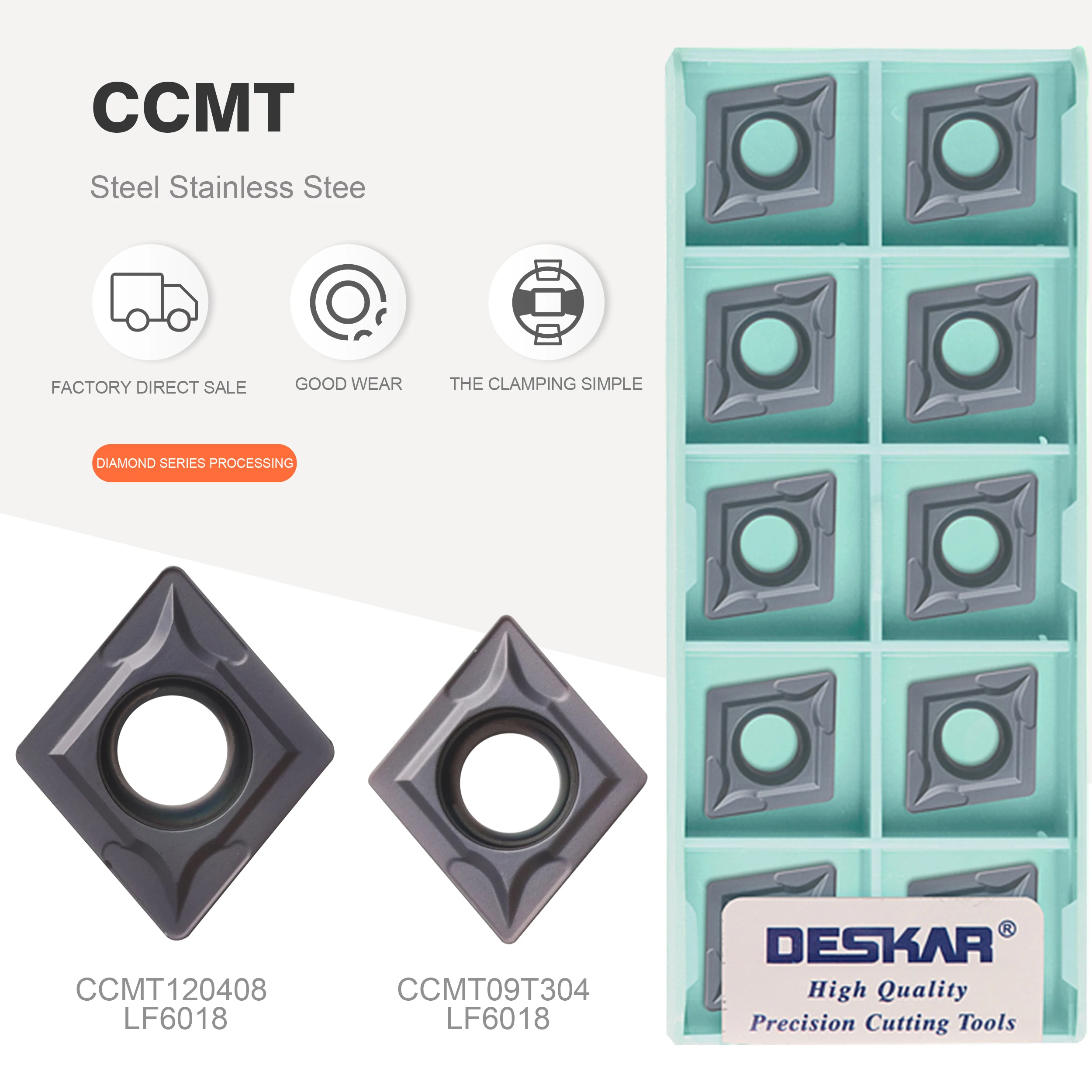 DESKAR CCMT060204 CCMT09T304 LF6018 CCMT120404 Cemented Carbide Stainless Steel Machining Blade New Technology