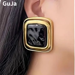 Fashion Jewelry Vintage Temperament Big Square Earrings For Women Gifts Exaggerative Ear Accessories 2024 Trend New