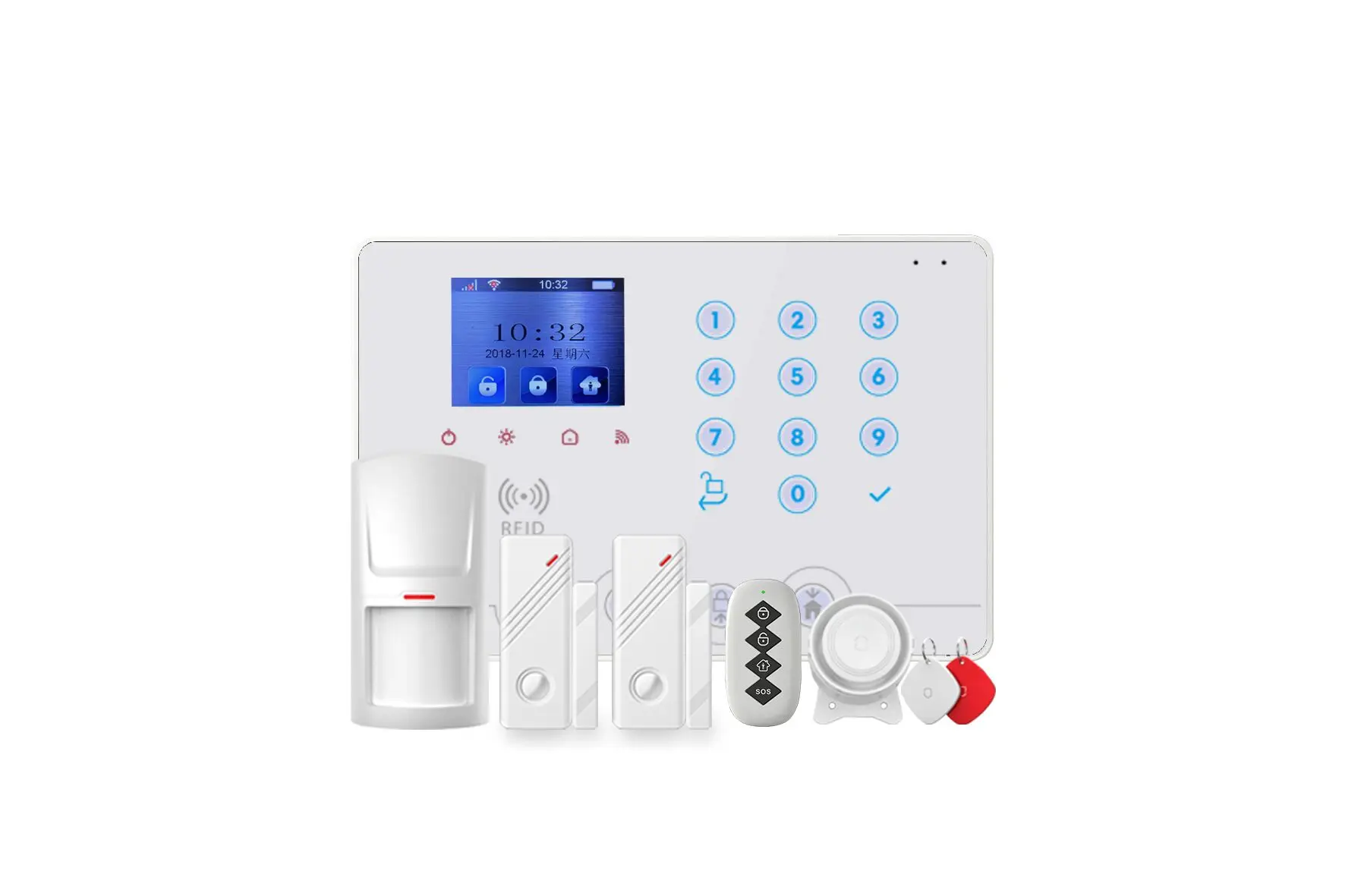 Allarme casa Senza fili  SMS Sistema Antifurto Completo Sirena Allarme 120DB con Anti-pet PIR Sensor GSM Allarme casa