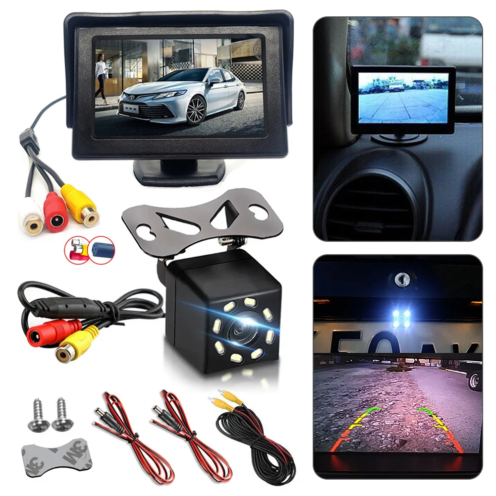 4.3inch Car Rear View Camera Monitor Backup Reverse Camera Kit Night Vision Reversing Parking Rear View System TFT LCD Display