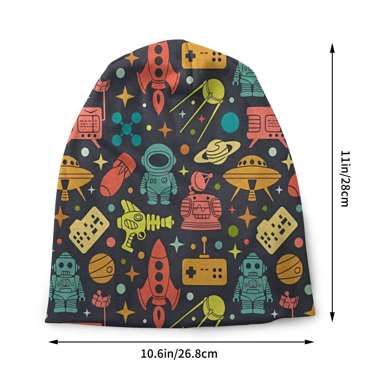 Alien And UFO Pattern Skullies Beanies Fashion Hats Sci-fi Robots And Space Thin Bonnet Special Caps Men Women's Earmuffs