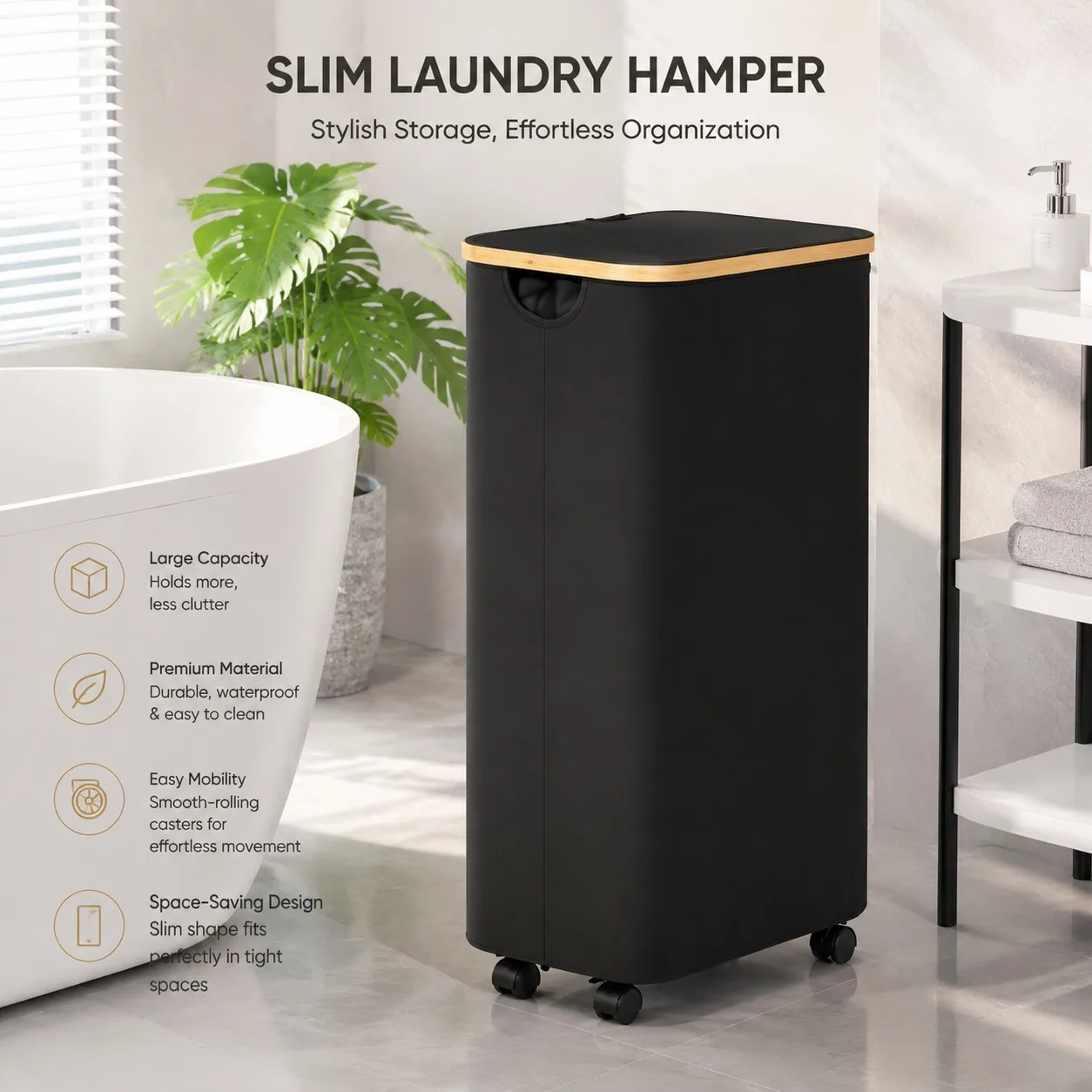 3-Section Rolling Laundry Sorter Hamper – Heavy-Duty Oxford Fabric, Mobile Clothes Organizer for Bedroom