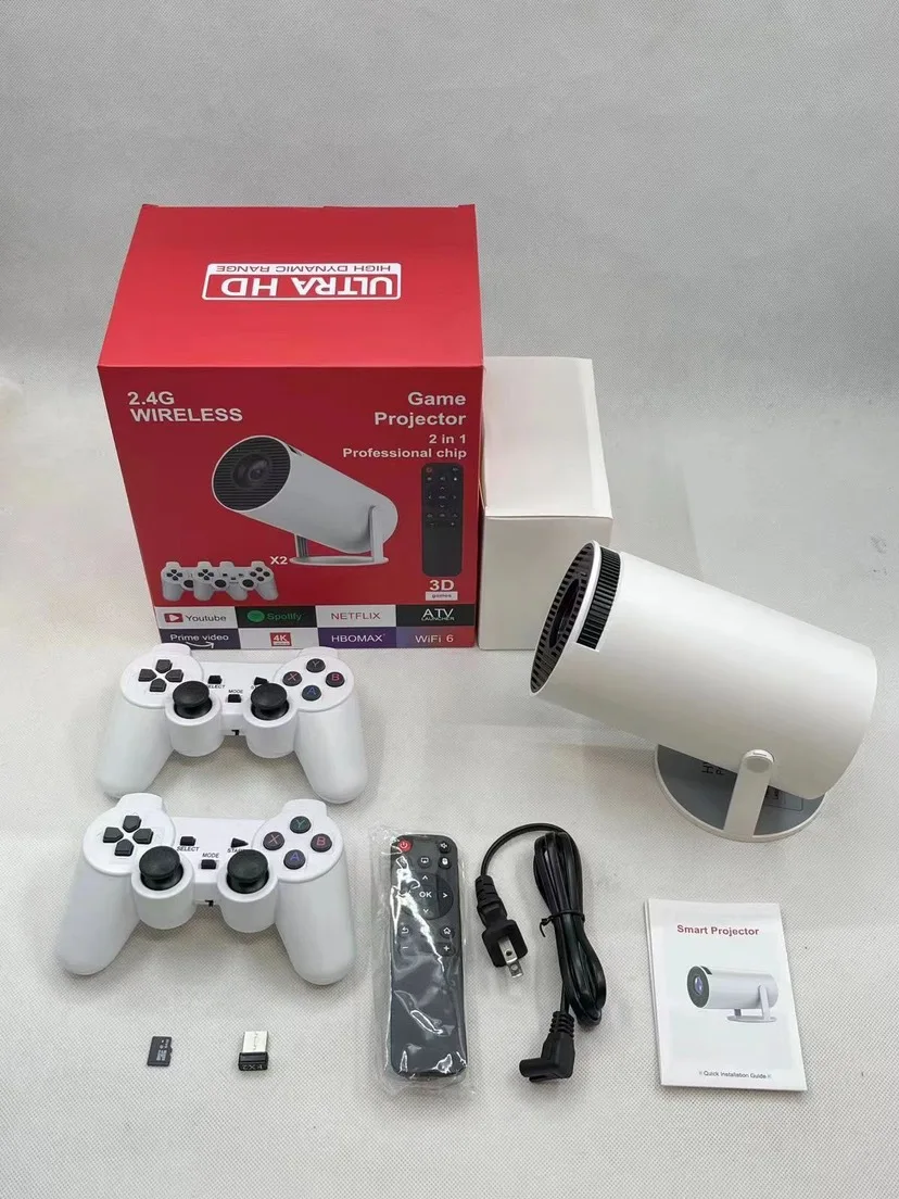 Game projector Projector 4K Android11.0 720P Native 1280*720P Dual WIFI6 BT5.0  Smart Home Theater Outdoor Portable Project