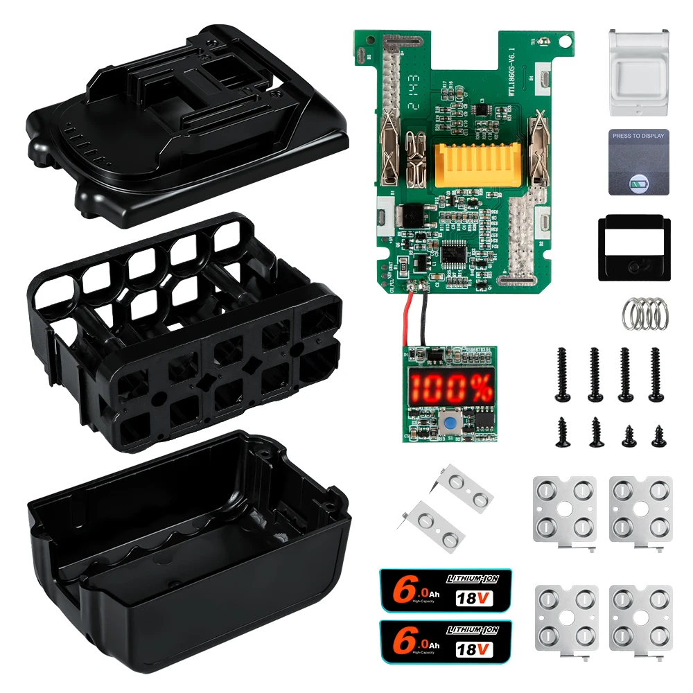 Battery Case For Makita 18V 3.0Ah 6.0Ah BL1840 1860 1850 Shell Box With BMS PCB Board Charging Protection LED digital BL1830