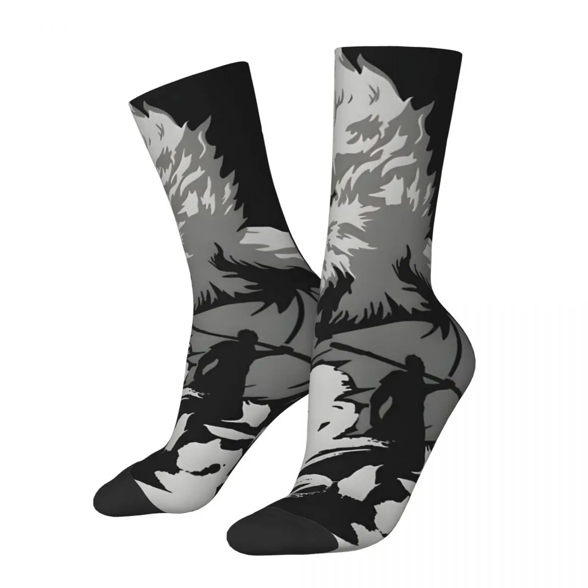 Crazy compression Black Myth Monkey Sock for Men Harajuku Black Myth Wukong Quality Pattern Crew Sock Novelty