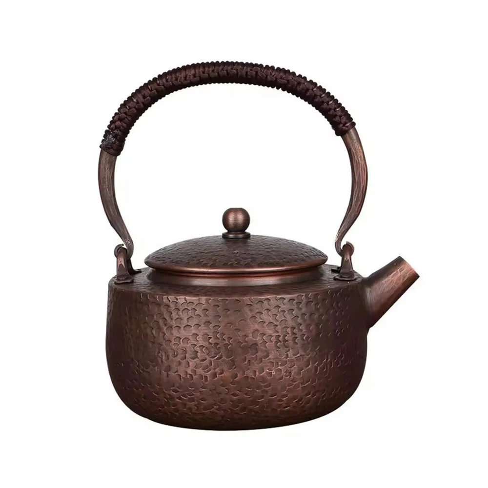 

Traditional handmade copper pot, High-capacity brewing tea pot, Red copper teapot, Health boiling water kettle for kitchen, 1L