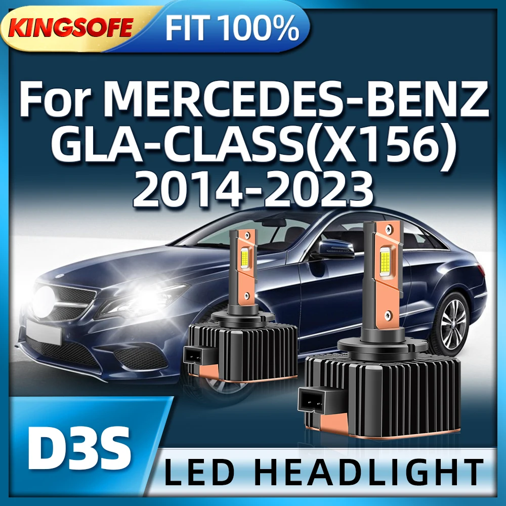 KINGSOFE Car Light D3S LED Headlamp 130W 6000K For MERCEDES-BENZ GLA-CLASS X156 2014 2015 2016 2017 2018 2019 2020 21 22 2023