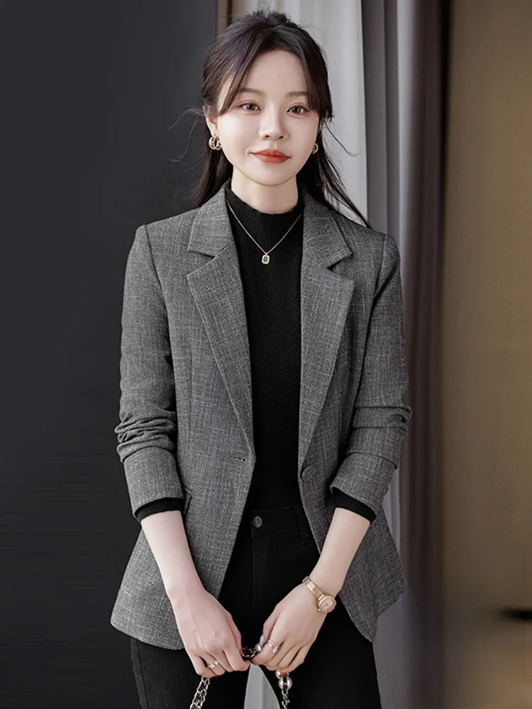 Elegant Street Style Women's Suit Jacket Casual Slim Fit Spring Autumn New Arrival Fashionable Small Size Commute Style One B...