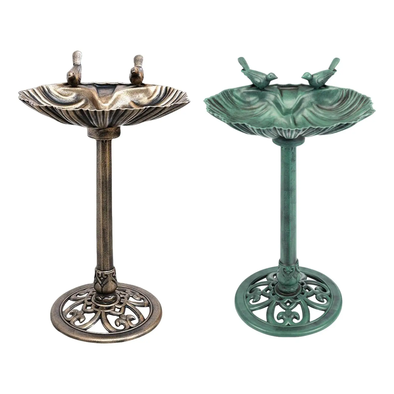 Outdoor Pedestal Birdbath Elegant Garden Decor Weather Resistant PP Shell Basin for Wild Bird Bathing