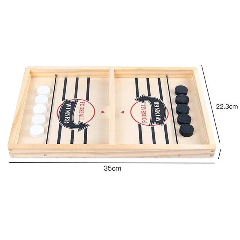 Sling Puck Game for Kids, Wooden Desktop Table Hockey Board, Quick Reaction Puzzle Toy for Parent Child Competition Fun Play Toy