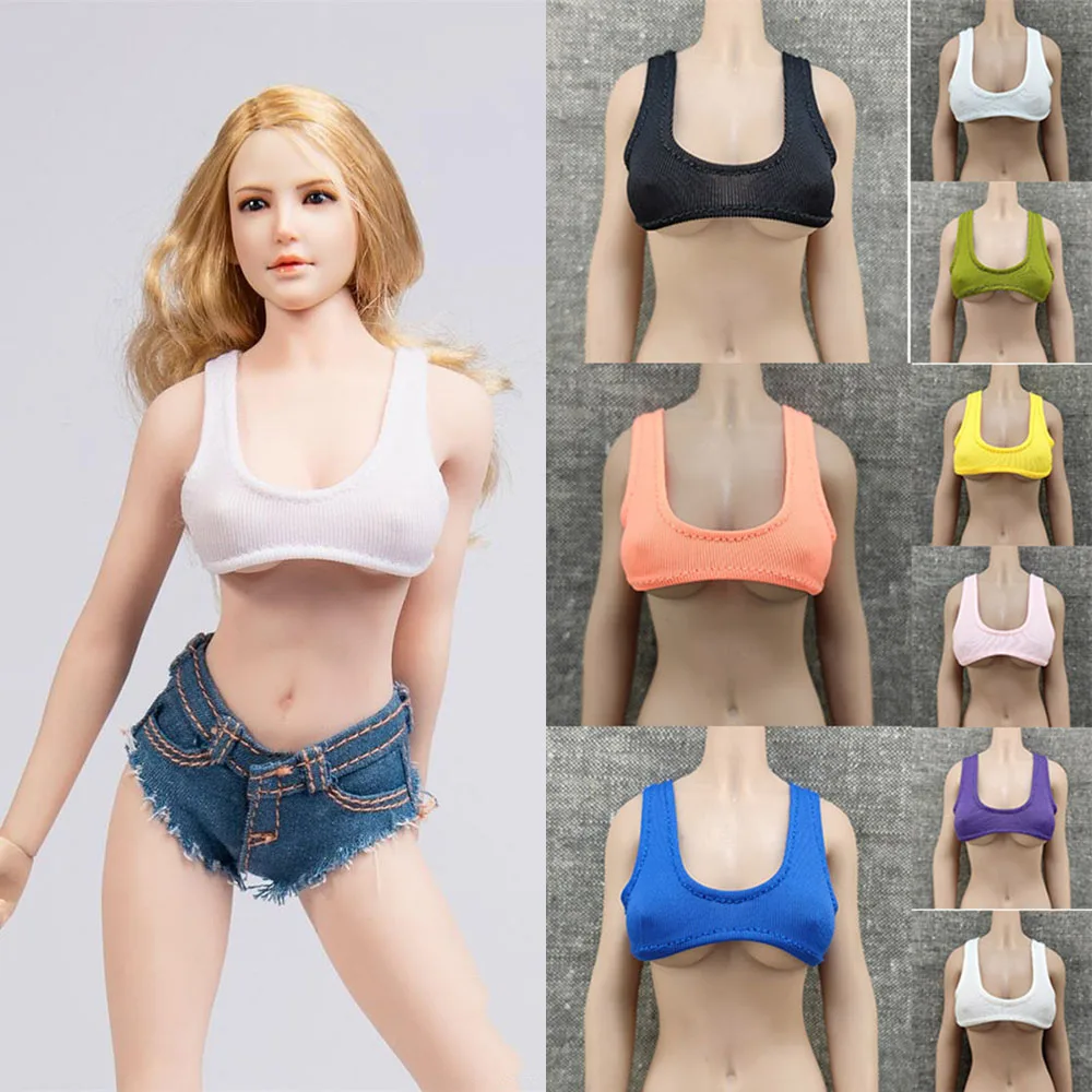 1/6 Women Soldier Sports Top Crop Athletic Vest Briefs Girls Tank Sportswear Lingerie Clothes Model For 12 Inches Action Figure