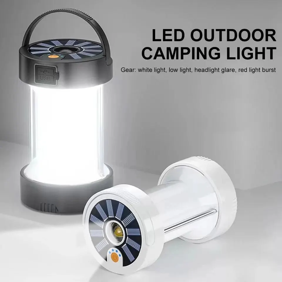 Lampe Solaire LED Rechargeable par USB, Éclairage d'Extérieur, Lumière de Secours, Équipement de Camping