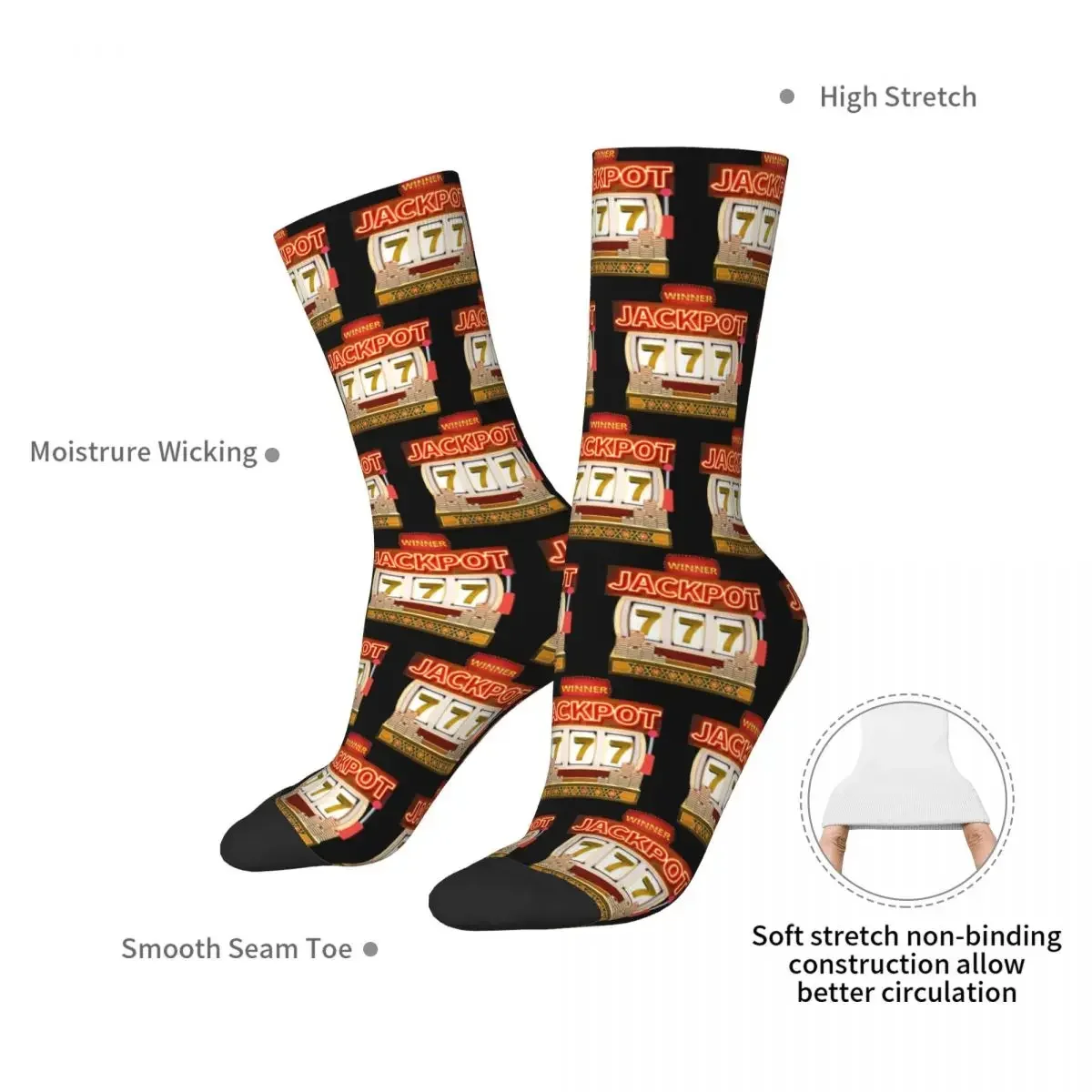 Slot Machine Jackpot Winner Socks Harajuku Super Soft Stockings All Season Long Socks Accessories for Unisex Birthday Present