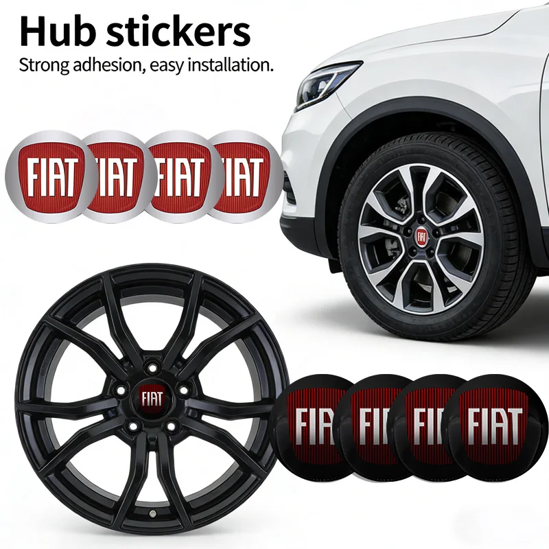 Emblema adesivo para a tampa central do carro, acessório à prova de poeira, aplicável a FIAT 500 Grande Stilo Freemont Punto Astra Bravo Ducato.