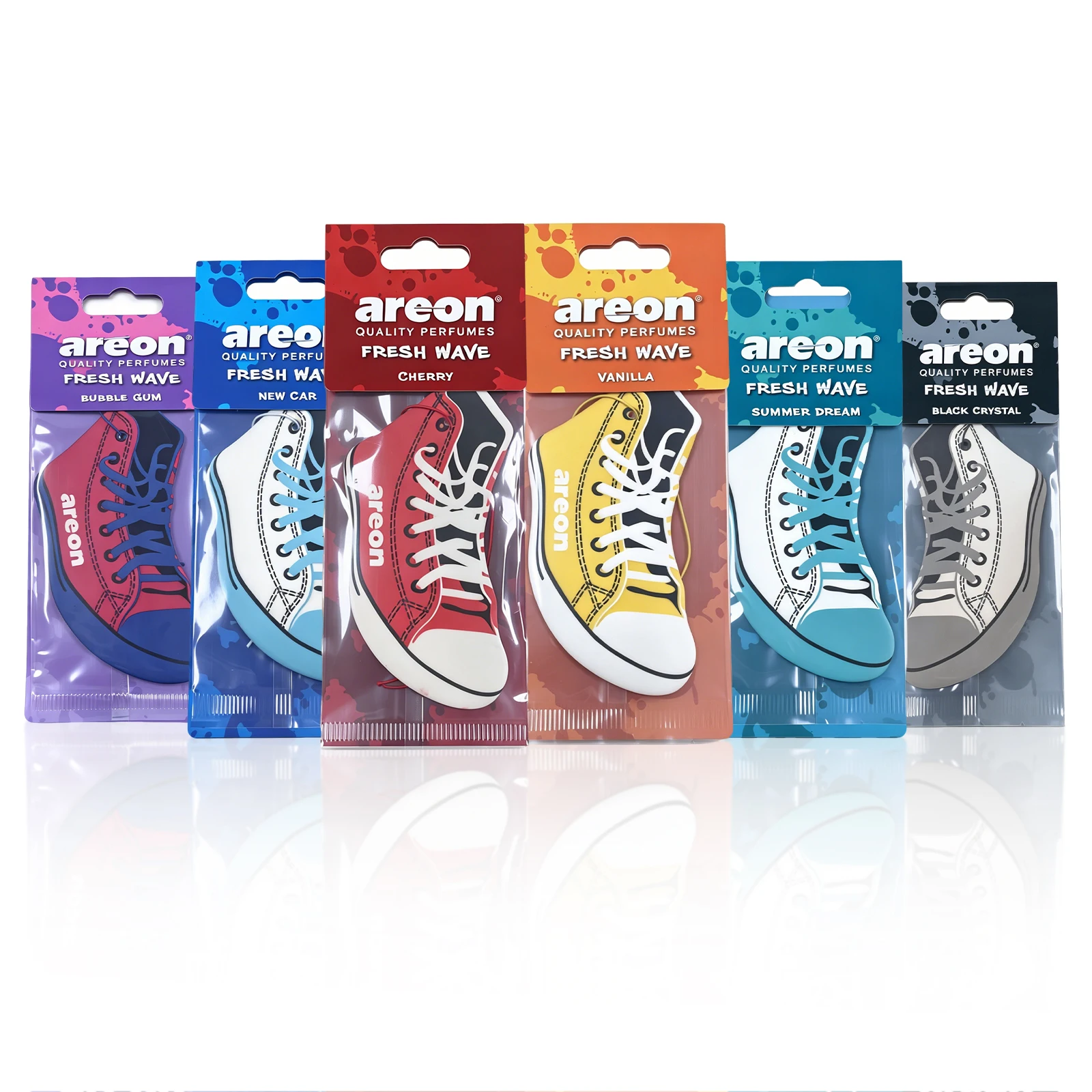 6pcs/12pcs Mix/24pcs Mix Areon Fresh Wave Sneaker Air Fresheners, All Scents Available