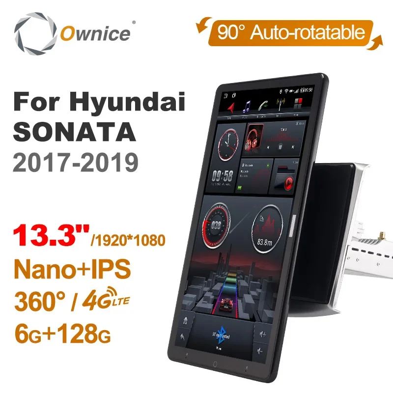 1920*1080 Nano IPS DSP Android 10.0 for HYUNDAI SONATA 2017-2019 Car Radio Video Audio 13.3'' Rotatable 360 6G 128G Tesla Style