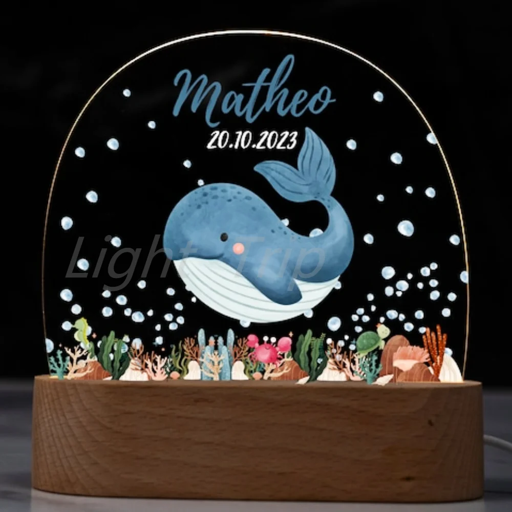 Imagem -05 - Nightlight Usb Personalizado com Nome Personalizado Lâmpada Acrílica Animal Design Bebê Crianças Quarto Decoração de Casa Aniversário Presente de Aniversário