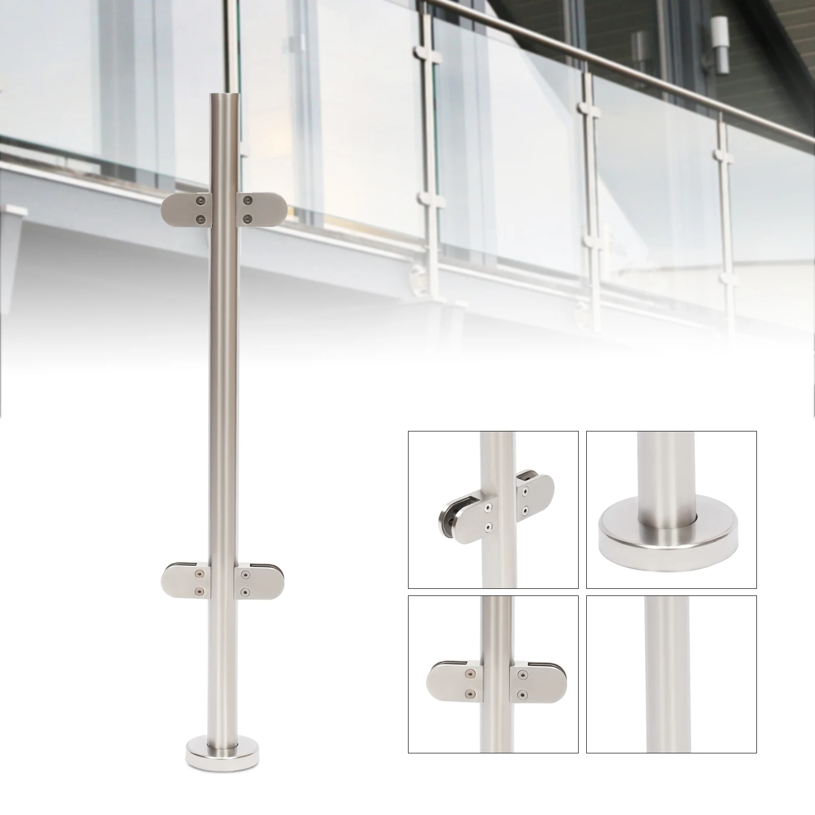 Stainless Steel Railing Mid Post, Humidity & Heat Resistant,Stainless Steel Railing Post Fence Posts 90cm Indoor Guardrails