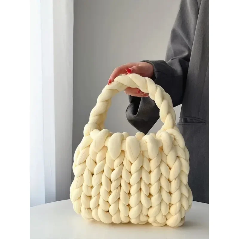 Trendy Versatile Ultra Thick Icelandic Yarn DIY Handmade Woven Bag Hand Woven and Self-made Hand Carried To Give To Girlfriend