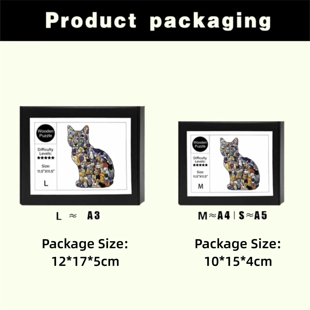 A Box Kitten Shapes Wooden Cat Puzzle Wooden Brain Teaser Animal Shape Puzzles Cartoon Cute Irregular Shapes Puzzle