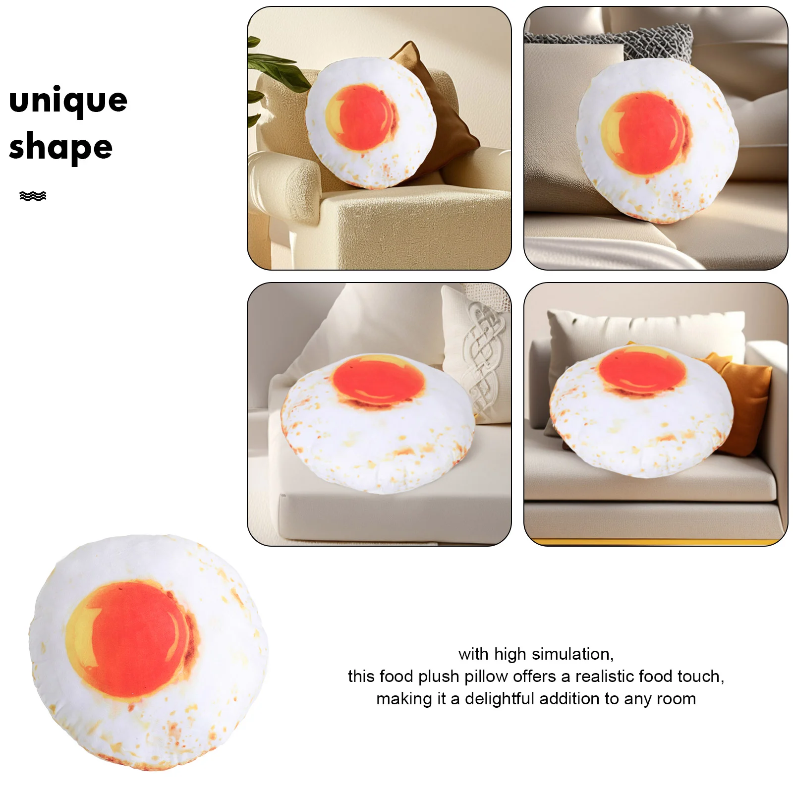 Pillow Simulated Omelette Egg Decor Food Plush Cushion Fried Toy Novelty Shaped