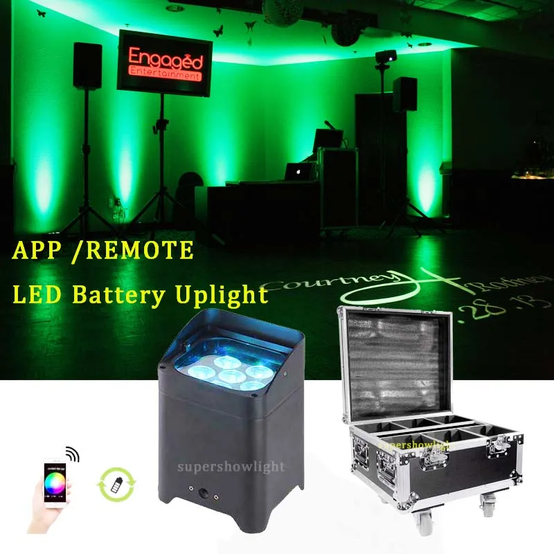 

6Pcs/Lot 6x18w RGBWA 6-in-1 Wireless DMX LED Lighting Battery Uplights Wedding djs