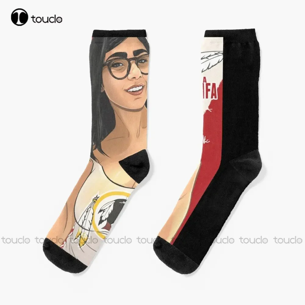 Presente de aniversário mia khalifa retro onda meias pretas moda criativa lazer engraçado arte abstrata pintura a óleo meias engraçado