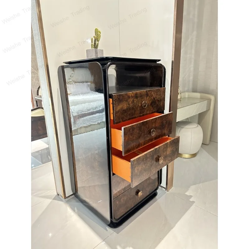 Italian light luxury solid wood chest villa large flat floor living room locker designer storage cabinet tree tumor baking paint
