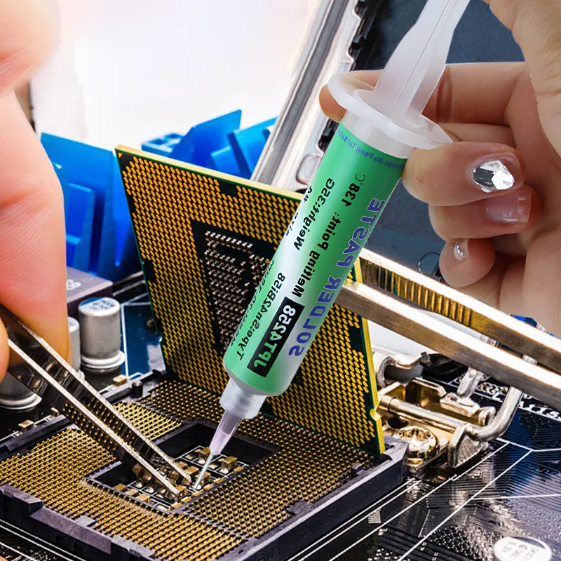 Lead-free Syringe Solder Paste Low High Temperature Flux For Soldering Sn42bi58 138℃ Smd Mobile USB tail plug repair Tin Paste