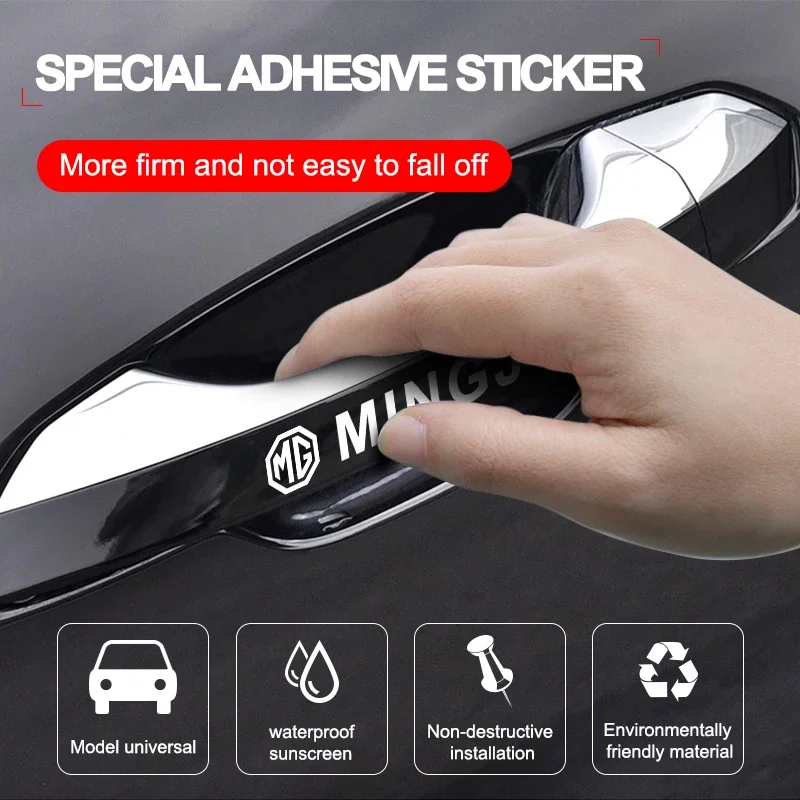4Pcs Car Door Handle Rear View Mirror Stickers Waterproof Reflective Decals for MG HS ZST ZS MG3 MG4 EV MG5 MG6 MG7 Hector
