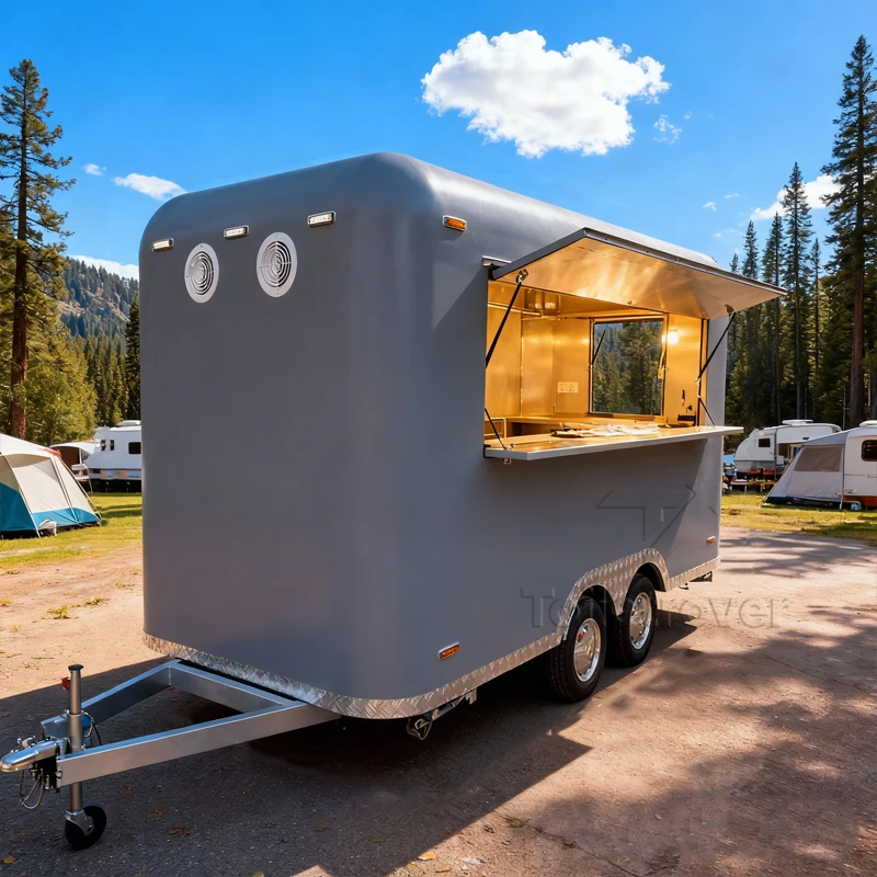 Mobile Restaurant Bar Catering Trailer Fully Equipped Dessert Donut Hot Dog Cart Crepe Pizza Food Truck with Full Kitchen