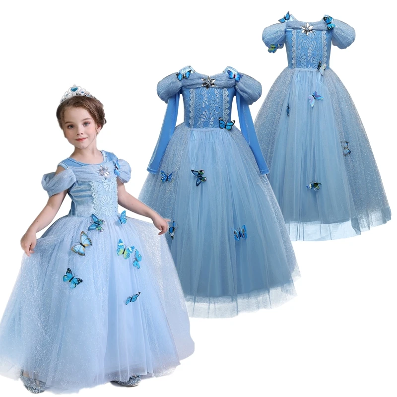 Halloween Party Cinderella Dress Up for Girl Fancy Princess Costume Kids Birthday Carnival Outfit Clothes Girl Elegant Frock