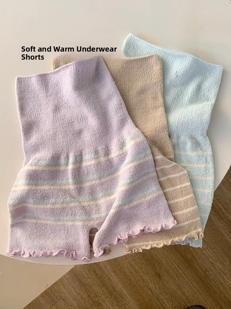 

Термоштаны с высокой талией из кораллового флиса для женщин: теплые, утолщенные, мягкие, для дома, с защитой живота