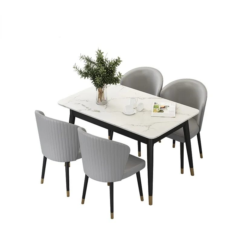 

Nordic Modern and Simple Light Luxury Household Small Apartment Marble Rectangular Dining Table and Chair Combination