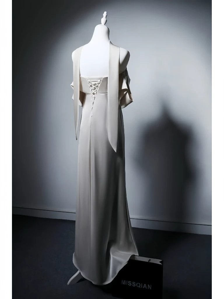 Robe de soirée en satin pour femmes, rubans de soie, sans bretelles, longueur au sol, sirène, célébrité de mariage, longue robe maxi, robes d'occasion formelles