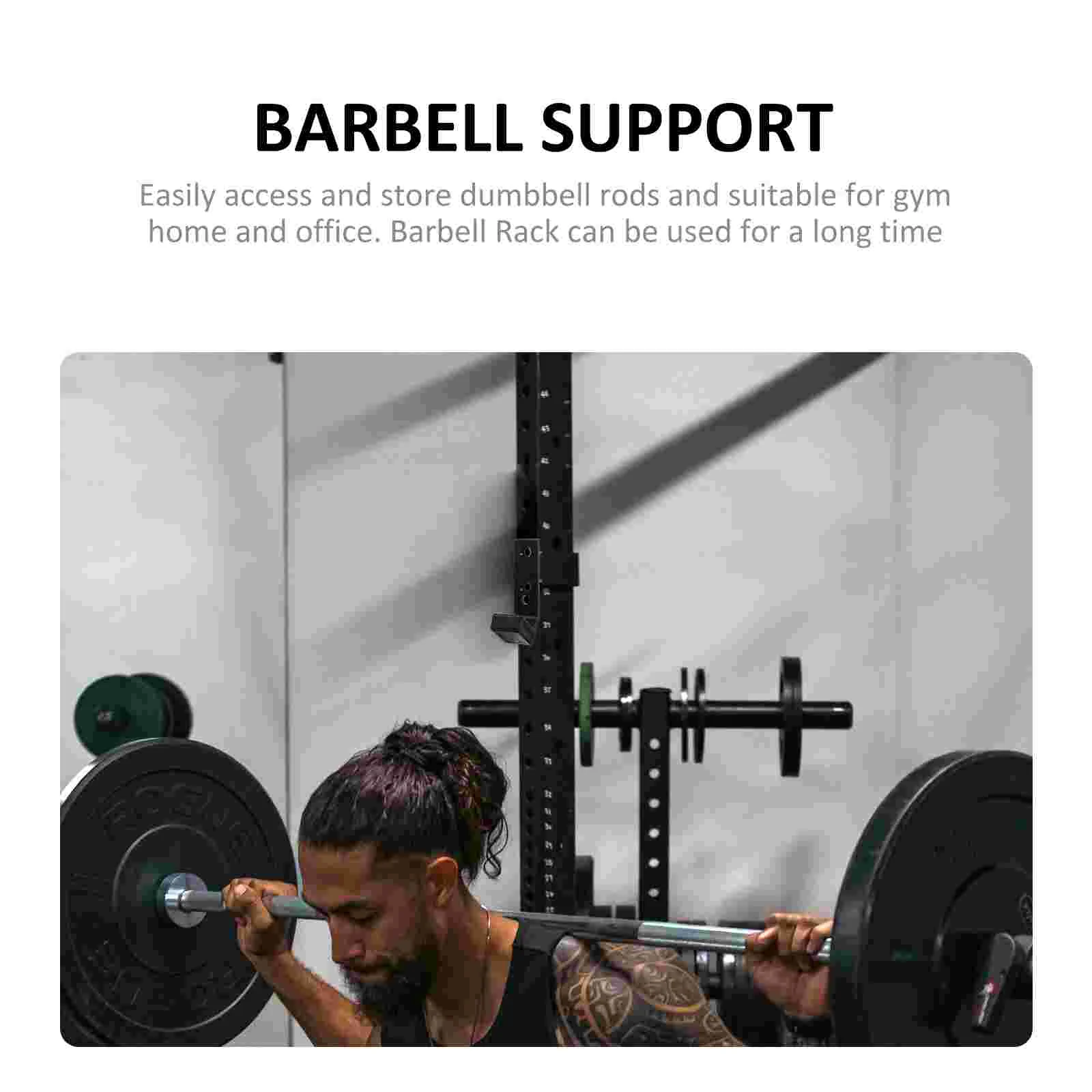 2 Pcs Hangers Barbell Stand Dumbbell Wall Mount Storage Rack 1600X1050X500CM Rod Gym Black Fitness Equipment