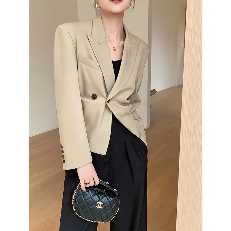 [oein] Spring Style Design, Temperament, Waist Cinching Suit, Women's Top, Workplace Wear, Short Suit Jacket