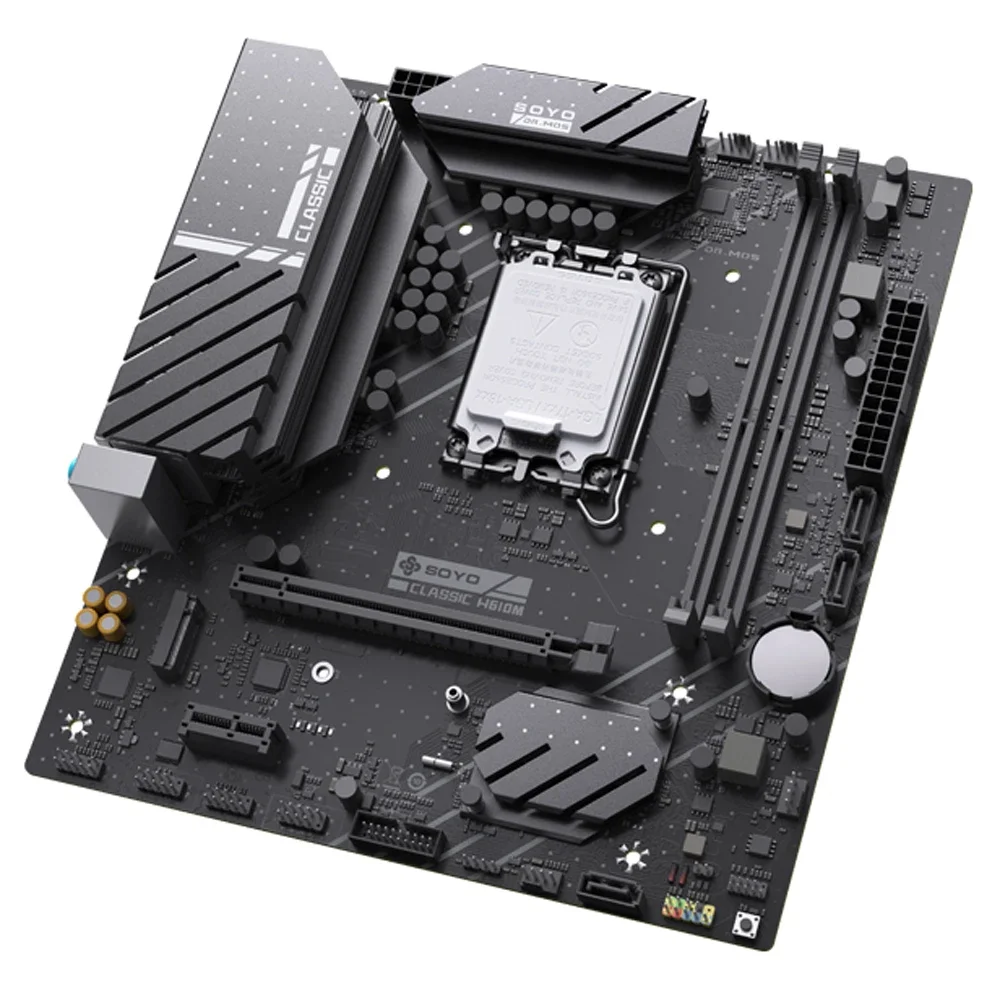 SOYO New Classic H610M Gaming Motherboard M.2 PCIE4.0x16 LGA1700 USB3.2 Supports Inter 14/13/12 Gen Core (12400F/12600KF/13600K)