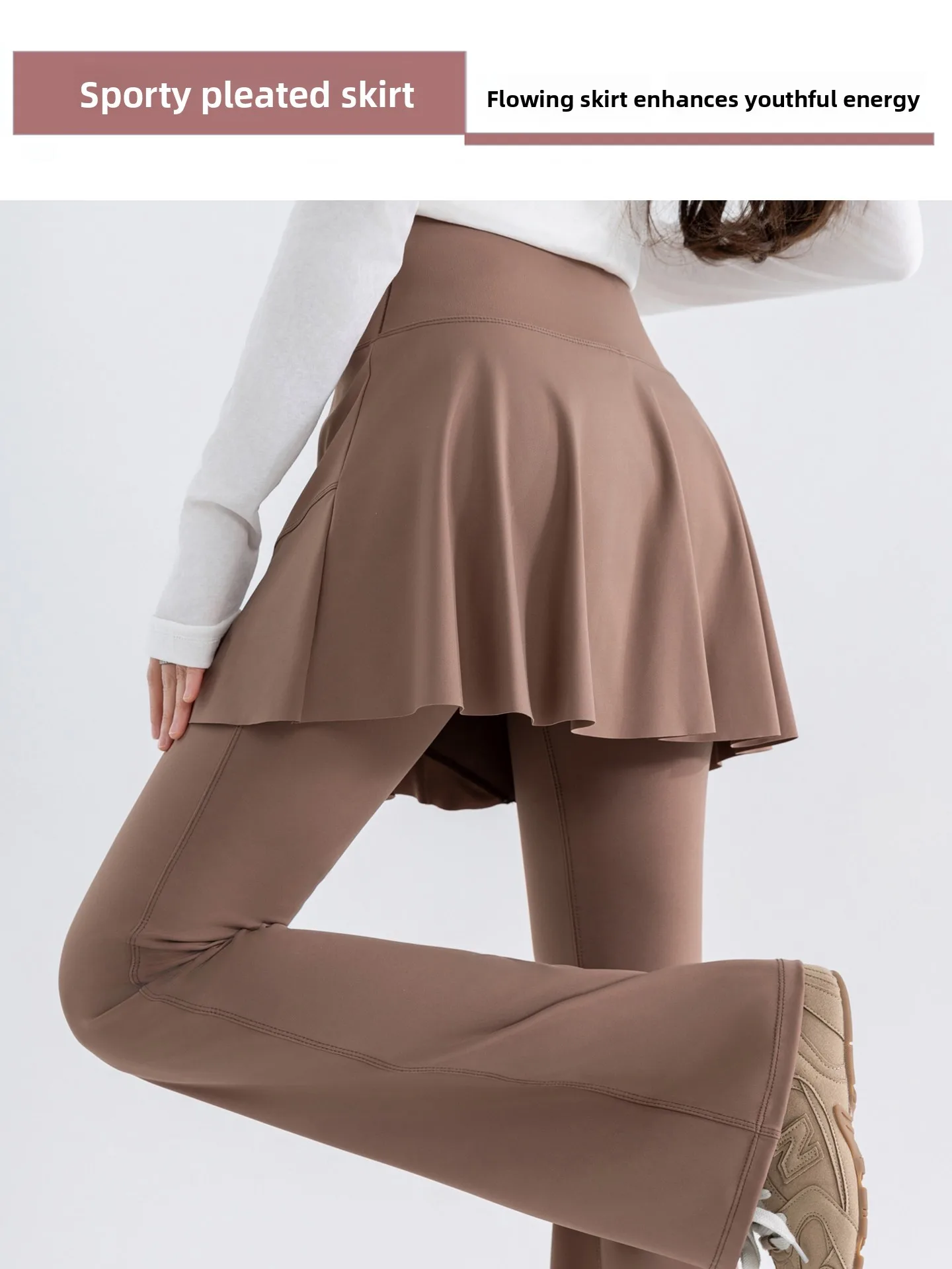 Pantalones de Yoga con forro de Fce de cintura alta, pantalones deportivos para mujer, diseño de aleta arca falsa de dos piezas, Otoño Invierno, Bot de talla grande