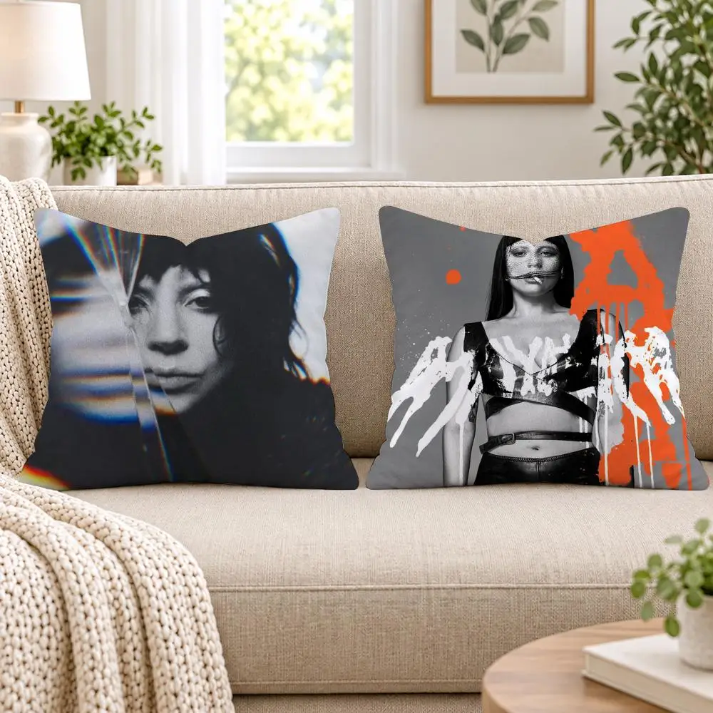L-Lady G-Gaga Disease Cushion Cover Short Plush Double-Sided Printing Sofa Bedroom Living Room Throw Pillow Cover Home Decor