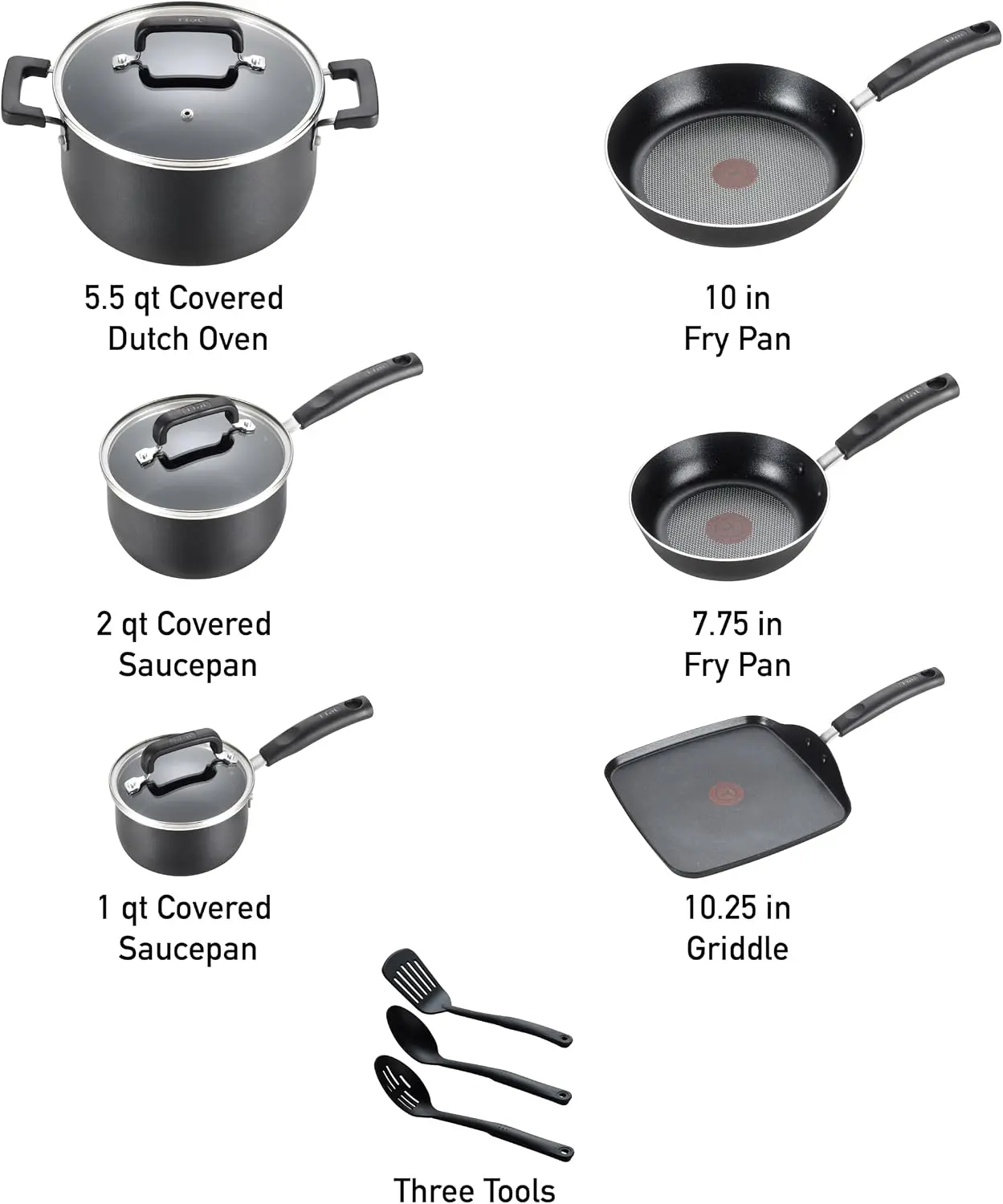 Nonstick Pots Pans Set 12 Piece Oven Broiler Safe 350F Kitchen Cookware Fry Pans Saucepans Saute Pan Dutch Oven Griddle Dishwash