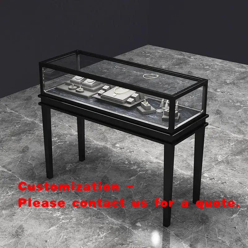 custom.Luxury Jewelry Display Cabinet LED Display Screen High Quality Eco-Friendly MDF Construction Painted Square Shape
