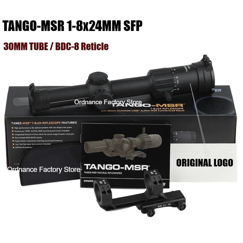 Original TANGO-MSR LPVO1-8x24mm 30mm Maintube SFP Riflescope-Shockproof Hunting Rifle Scope with Illuminated MSR BDC-8 Reticle