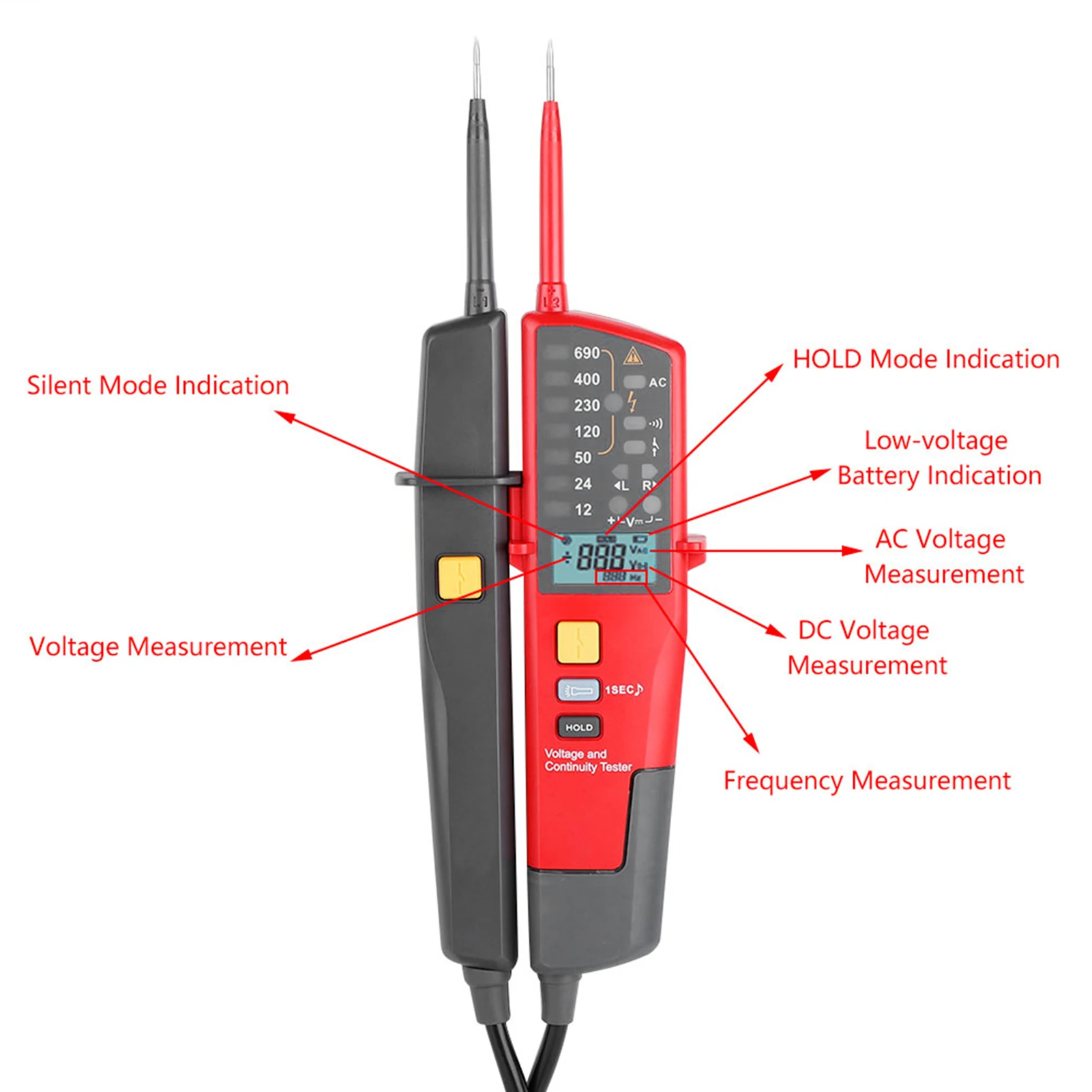 Auto Range Voltage Meter Voltage Continuity Meter Uni T UT18C Voltage & Continuity Tester Auto Range Voltage Meter RCD Tester