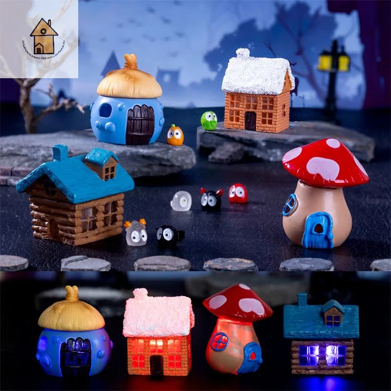 

Fascinating Halloween Twinkling Cottage Mini Panorama Markers Dollhouse Accessories DIY Resin Pieces Juvenile Play House Gift.
